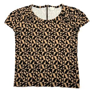 Postmark Anthropologie Office Business Casual Geometric Knit Top Tan Black S